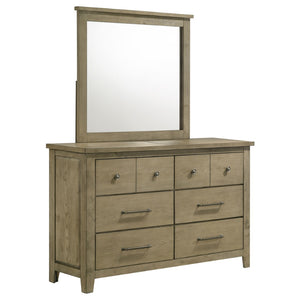 English Elm Pelton Six Drawer Dresser with Mirror Oak Veneer Farmhouse Bedroom Furniture Set B062S02124
