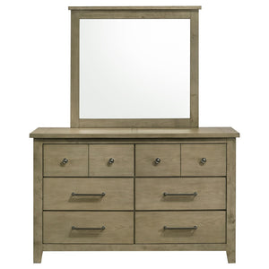 English Elm Pelton Six Drawer Dresser with Mirror Oak Veneer Farmhouse Bedroom Furniture Set B062S02124