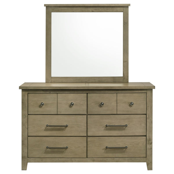 English Elm Pelton Six Drawer Dresser with Mirror Oak Veneer Farmhouse Bedroom Furniture Set B062S02124