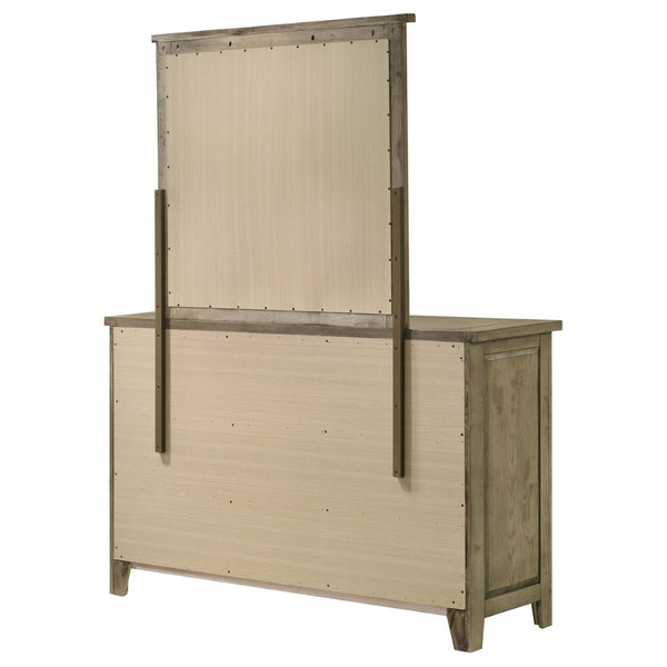English Elm Pelton Six Drawer Dresser with Mirror Oak Veneer Farmhouse Bedroom Furniture Set B062S02124