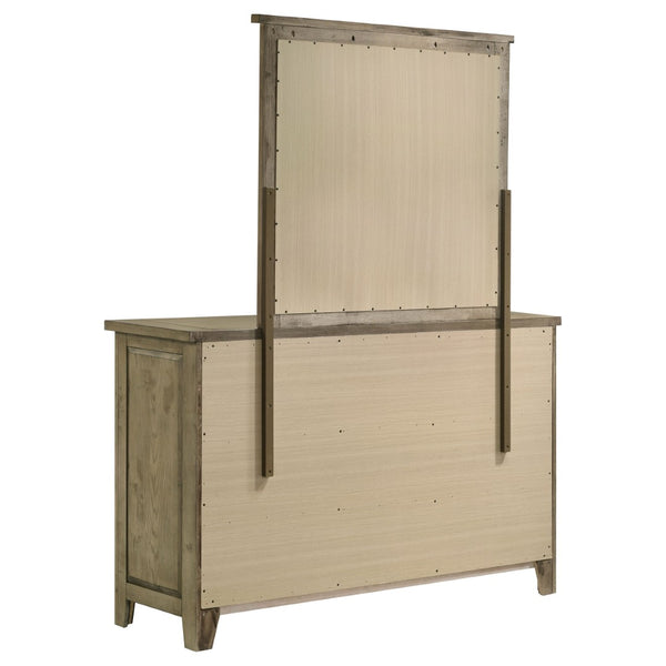 English Elm Pelton Six Drawer Dresser with Mirror Oak Veneer Farmhouse Bedroom Furniture Set B062S02124