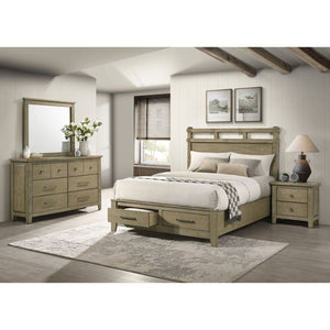 English Elm Pelton Four Piece Queen Bedroom Set Oak Grain Finish with Storage Bed and Dresser B062S02125