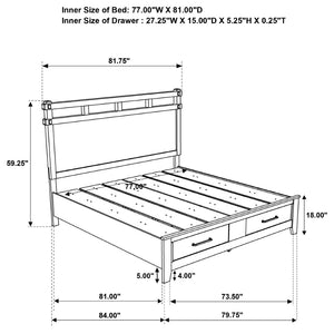 English Elm Pelton Vineyard Oak Four Piece Eastern King Bedroom Set with Storage Bed and Mirror B062S02127