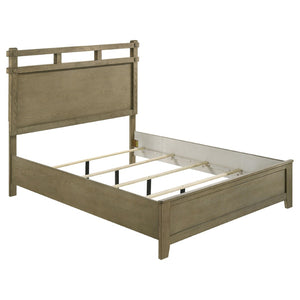 English Elm Pelton Queen Bedroom Set with Oak Finish Open Slat Headboard and Antique Nickel Hardware B062S02129
