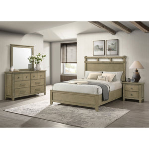 English Elm Pelton Vineyard Oak Eastern King Bedroom Set with Slat Headboard and Nickel Hardware B062S02131