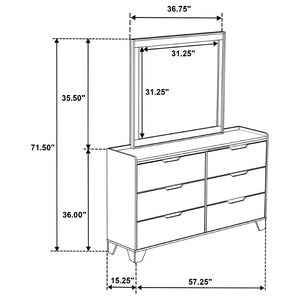 English Elm Packard Six Drawer Dresser with Faux Marble Top Oak Grain Finish and Coordinating Mirror B062S02134