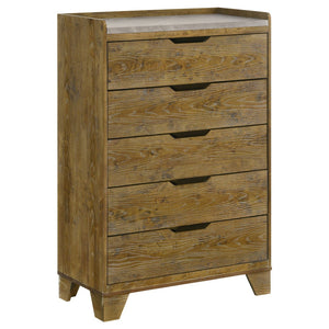 English Elm Packard Queen Bedroom Set with Bookcase Headboard in Warm Oak Organic Modern Style B062S02136