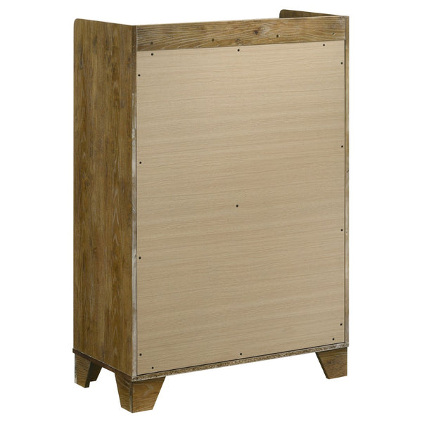 English Elm Packard Queen Bedroom Set with Bookcase Headboard in Warm Oak Organic Modern Style B062S02136