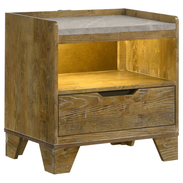 English Elm Packard Eastern King Bedroom Set with Bookcase Headboard and Faux Marble Tops B062S02137
