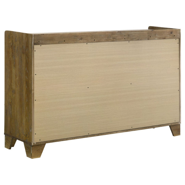 English Elm Packard Oak Grain Bedroom Set with Bookcase Headboard and Faux Marble Accents B062S02138