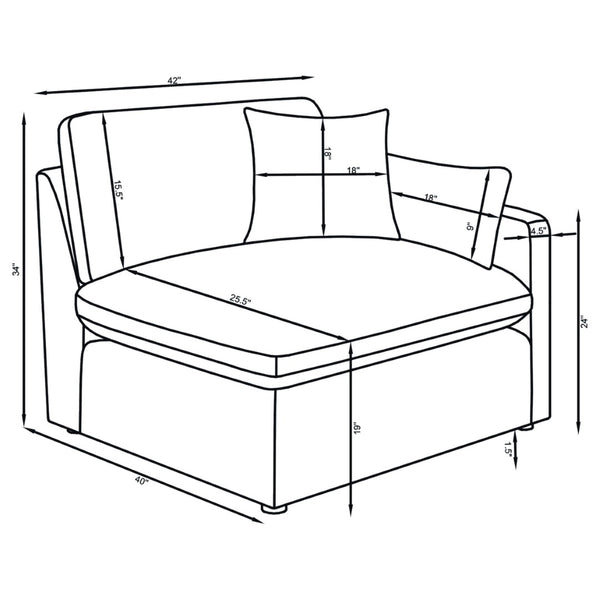English Elm Greeley Four Piece Modular Sectional with Ottoman in Performance Fabric for Living Rooms B062S02139