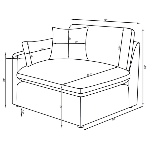 English Elm Greeley Four Piece Modular Sectional with Ottoman in Performance Fabric for Living Rooms B062S02139