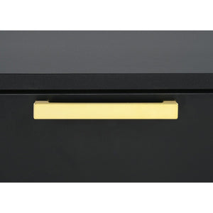 English Elm James Six Drawer Dresser with Mirror Matte Black Gold Hardware Glam Bedroom Storage B062S02143