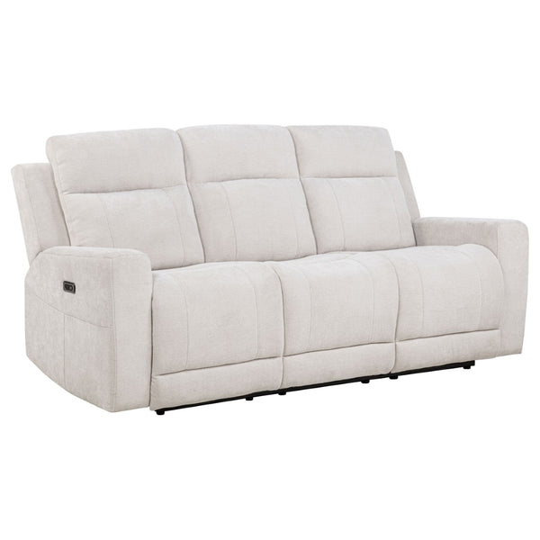 English Elm Patrick Chenille Power Reclining Sofa and Loveseat Set for Contemporary Living Rooms Ivory B062S02144