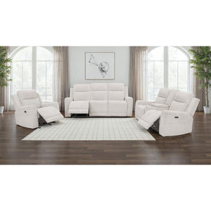 English Elm Patrick Chenille Power Reclining Sofa Set Three Piece Living Room Seating Collection Ivory B062S02145