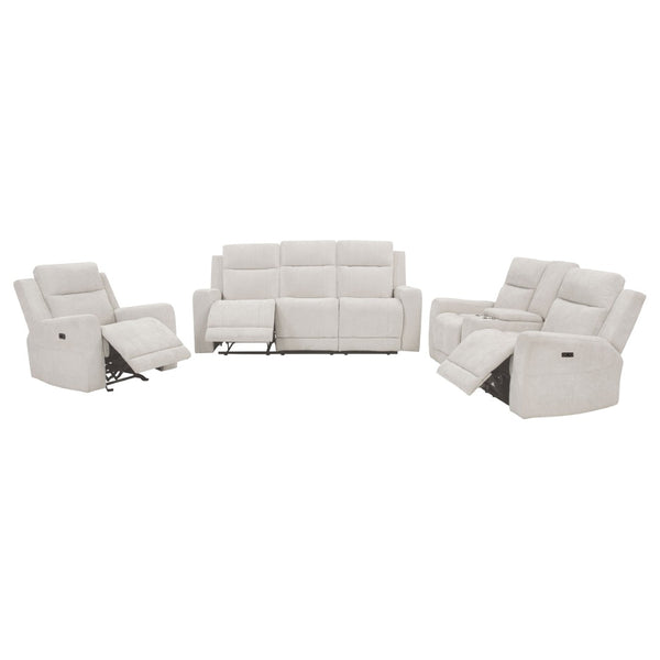 English Elm Patrick Chenille Power Reclining Sofa Set Three Piece Living Room Seating Collection Ivory B062S02145