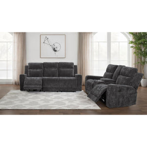 English Elm Patrick Chenille Power Reclining Sofa and Loveseat Set for Contemporary Living Rooms Dark Grey B062S02146