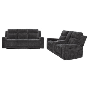 English Elm Patrick Chenille Power Reclining Sofa and Loveseat Set for Contemporary Living Rooms Dark Grey B062S02146