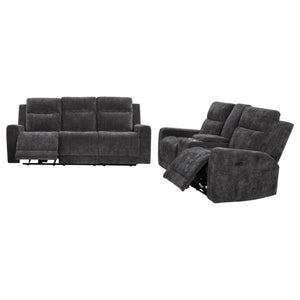 English Elm Patrick Chenille Power Reclining Sofa and Loveseat Set for Contemporary Living Rooms Dark Grey B062S02146