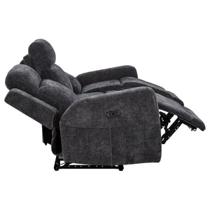 English Elm Patrick Chenille Power Reclining Sofa and Loveseat Set for Contemporary Living Rooms Dark Grey B062S02146