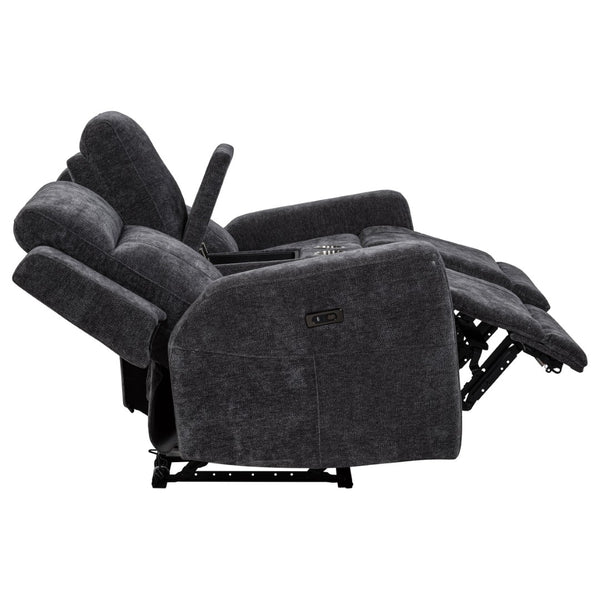 English Elm Patrick Chenille Power Reclining Sofa Set Three Piece Living Room Seating Collection Dark Grey B062S02147