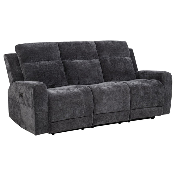English Elm Patrick Chenille Power Reclining Sofa Set Three Piece Living Room Seating Collection Dark Grey B062S02147
