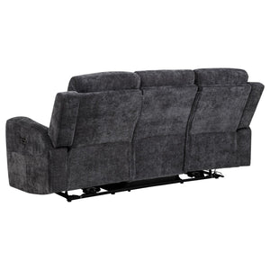 English Elm Patrick Chenille Power Reclining Sofa Set Three Piece Living Room Seating Collection Dark Grey B062S02147