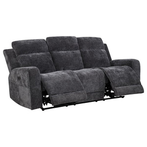 English Elm Patrick Chenille Power Reclining Sofa Set Three Piece Living Room Seating Collection Dark Grey B062S02147