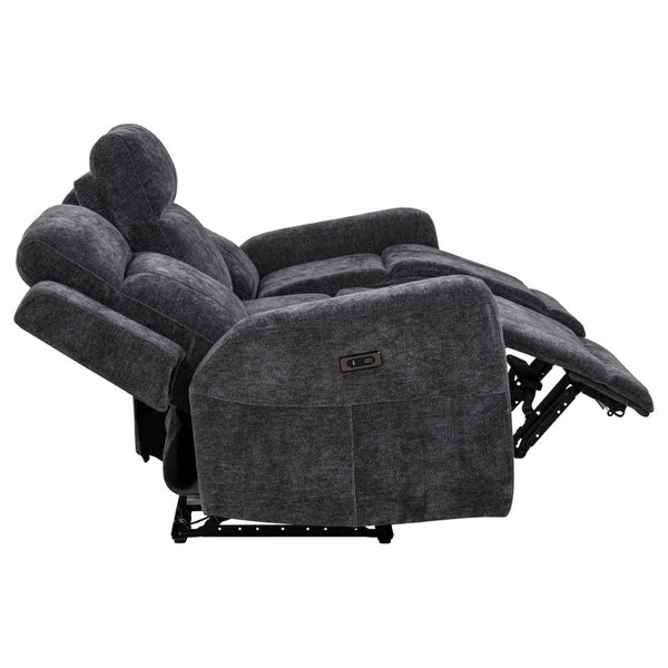 English Elm Patrick Chenille Power Reclining Sofa Set Three Piece Living Room Seating Collection Dark Grey B062S02147