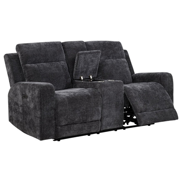 English Elm Patrick Chenille Power Reclining Sofa Set Three Piece Living Room Seating Collection Dark Grey B062S02147