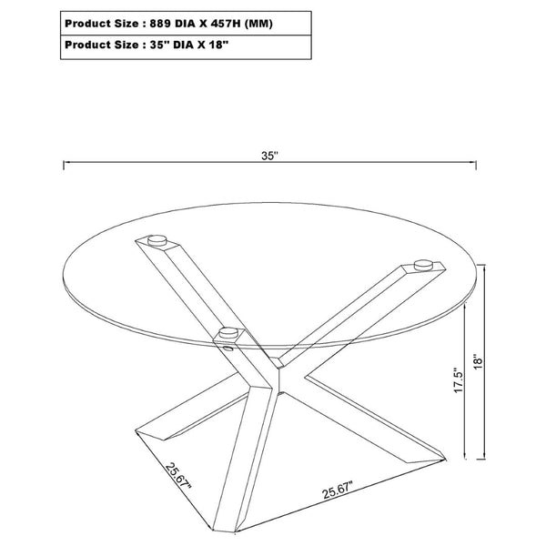English Elm Alexa Glam 2 Piece Round Glass Top Chrome Frame Living Room Table Set B062S02150