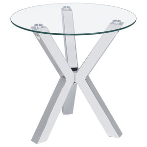 English Elm Alexa Glam 2 Piece Round Glass Top Chrome Frame Living Room Table Set B062S02150