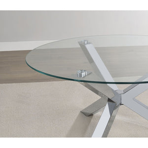 English Elm Alexa Sculptural Chrome Round Glass 3 Piece Living Room Coffee and End Table Set B062S02151