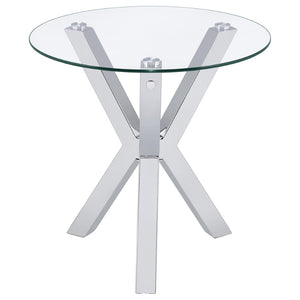 English Elm Alexa Sculptural Chrome Round Glass 3 Piece Living Room Coffee and End Table Set B062S02151