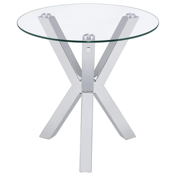 English Elm Alexa Sculptural Chrome Round Glass 3 Piece Living Room Coffee and End Table Set B062S02151