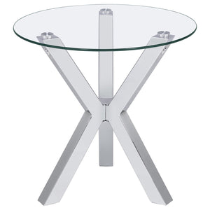 English Elm Alexa Sculptural Chrome Round Glass 3 Piece Living Room Coffee and End Table Set B062S02151