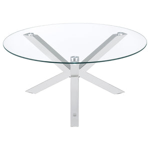 English Elm Alexa Sculptural Chrome Round Glass 3 Piece Living Room Coffee and End Table Set B062S02151