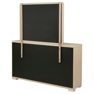 English Elm Mirador Six Drawer Dresser with Mirror Light Elm Veneer Brushed Nickel Modern Bedroom B062S02153