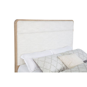 English Elm Mirador Queen Bedroom Set with Boucle Headboard Elm Finish and Brushed Nickel Pulls B062S02154