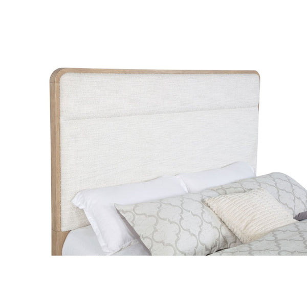English Elm Mirador Queen Bedroom Set with Boucle Headboard Elm Finish and Brushed Nickel Pulls B062S02154
