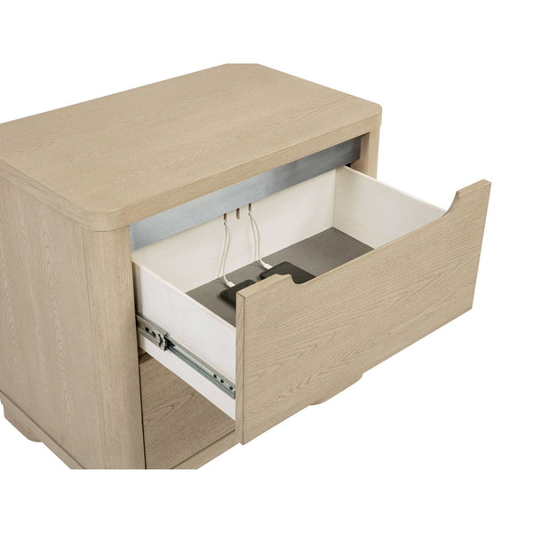 English Elm Mirador Queen Bedroom Set with Boucle Headboard Elm Finish and Brushed Nickel Pulls B062S02154