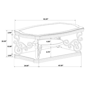 English Elm Arrize Traditional Glass Top Coffee and End Table Set with Ornate Scrollwork Legs B062S02156