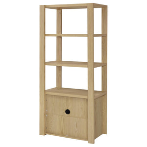 English Elm Susac Three Piece Wall Spanning Entertainment Center with Oak Finish Media Towers B062S02158