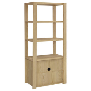 English Elm Susac Three Piece Wall Spanning Entertainment Center with Oak Finish Media Towers B062S02158