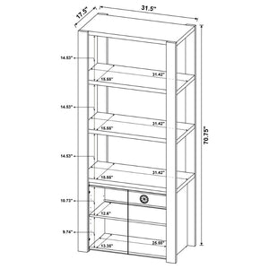 English Elm Susac Three Piece Wall Spanning Entertainment Center with Oak Finish Media Towers B062S02158