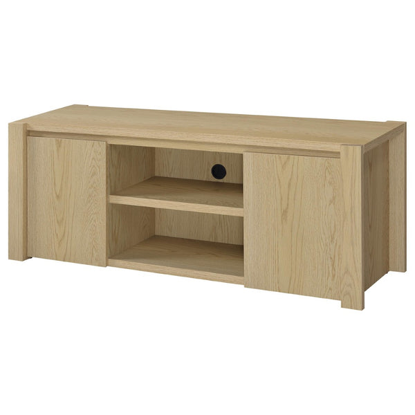 English Elm Susac Three Piece Wall Spanning Entertainment Center with Oak Finish Media Towers B062S02158