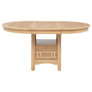 English Elm Davis Oak Veneer Oval Extension Dining Set with Storage Pedestal and Linen Chairs B062S02159
