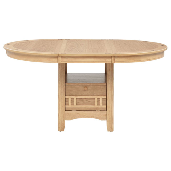English Elm Davis Oak Veneer Oval Extension Dining Set with Storage Pedestal and Linen Chairs B062S02159