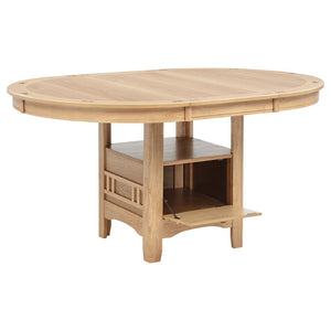 English Elm Davis Oak Veneer Oval Extension Dining Set with Storage Pedestal and Linen Chairs B062S02159