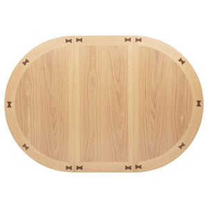 English Elm Davis Oak Veneer Oval Extension Dining Set with Storage Pedestal and Linen Chairs B062S02159